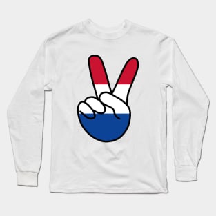 Netherlands Flag V Sign Long Sleeve T-Shirt